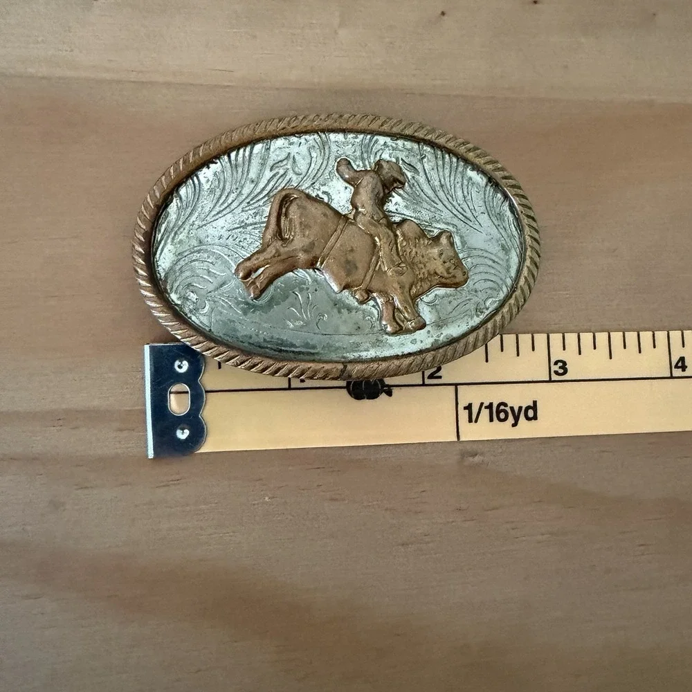 Vintage Cowboy Belt Buckle German Silver Rodeo Roper‎ Country Western Americana